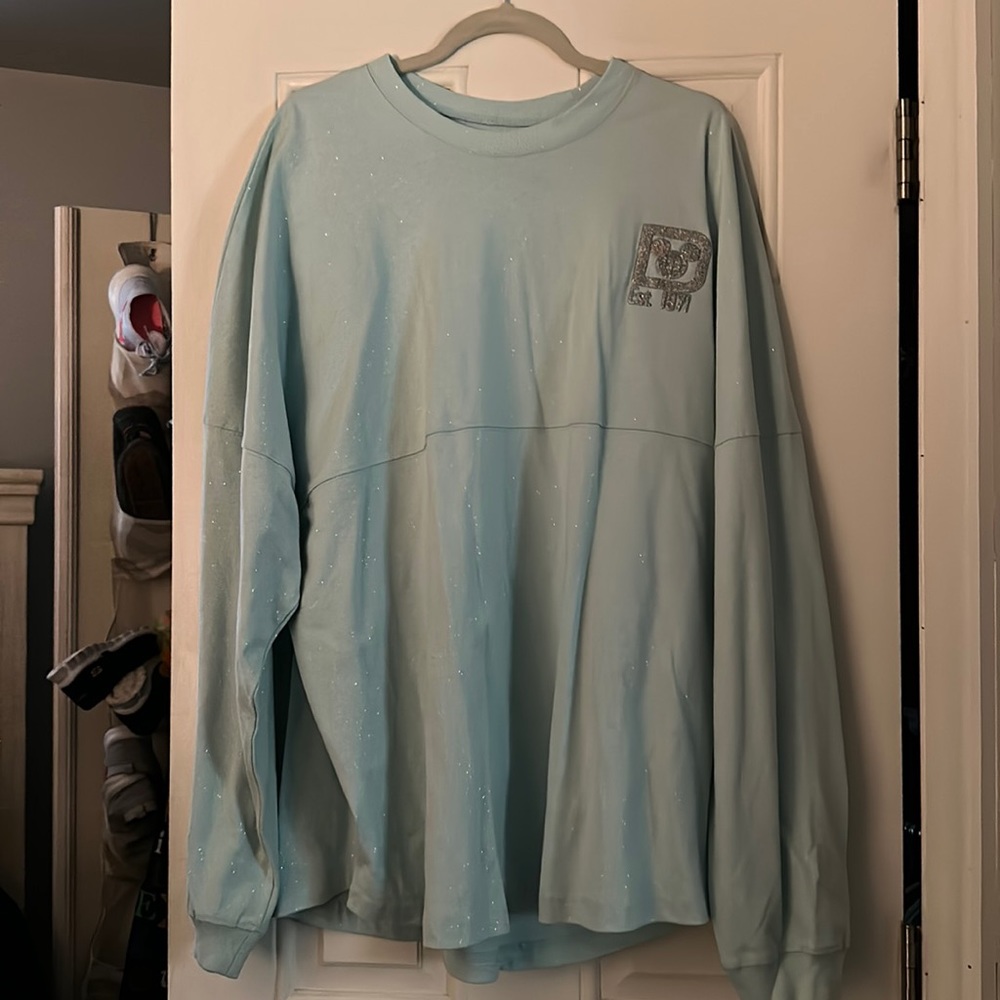 Disney Jersey Teal with Silver Glitter